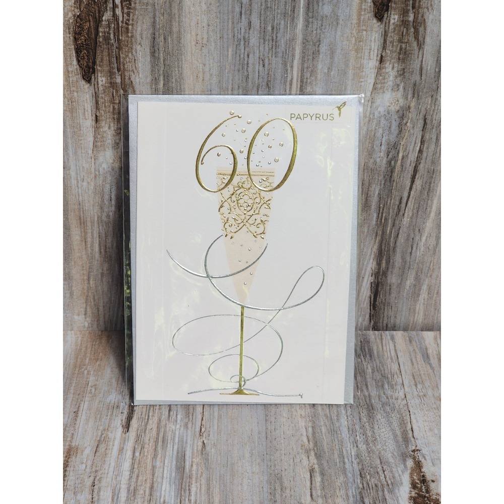 Papyrus RARE Turnowsky Embossed Beaded GOLD Silver Trim  Happy 60th Bday Card